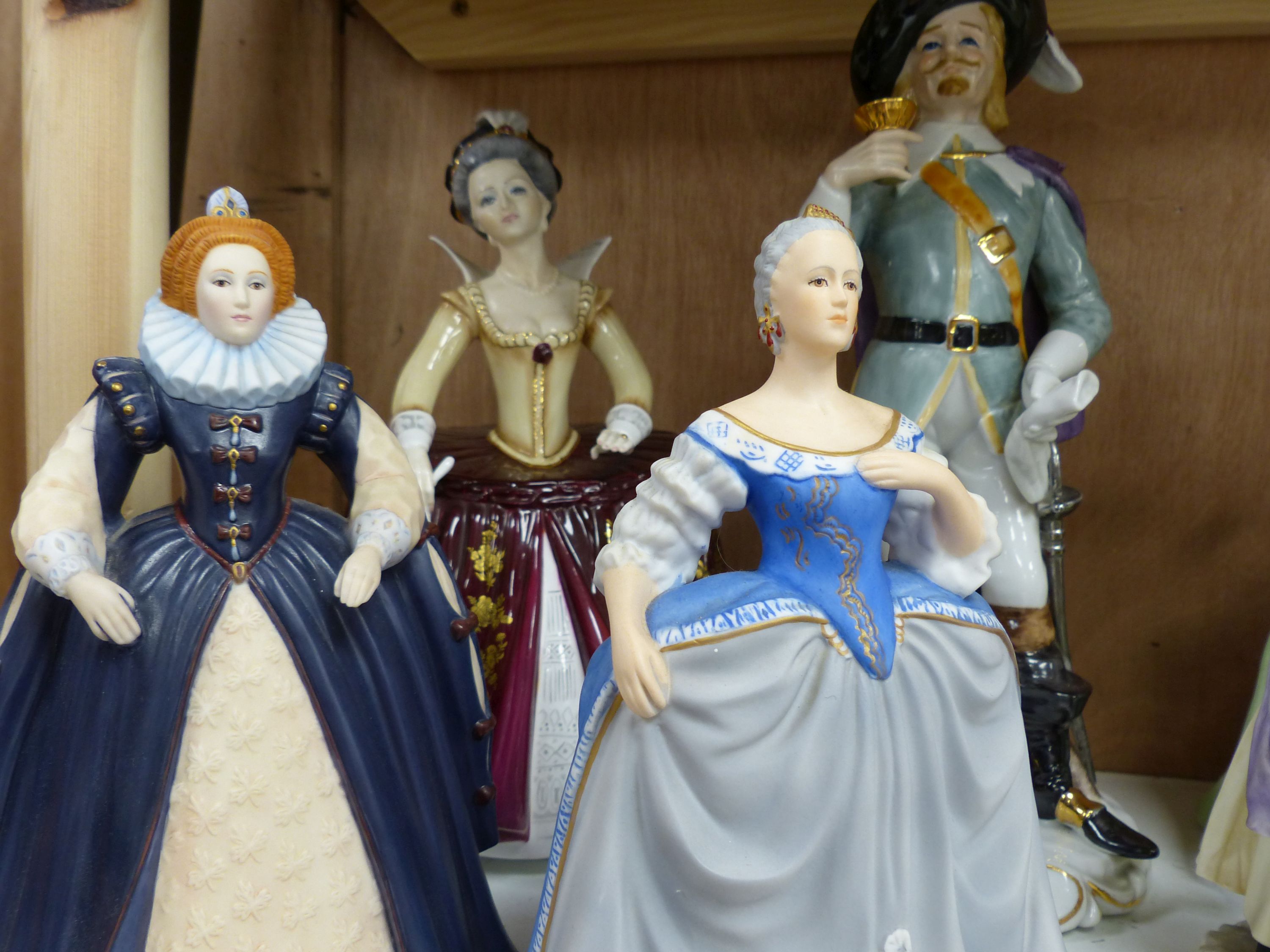 Ten various ceramic figurines by Coalport, Royal Worcester, Franklin Mint and others